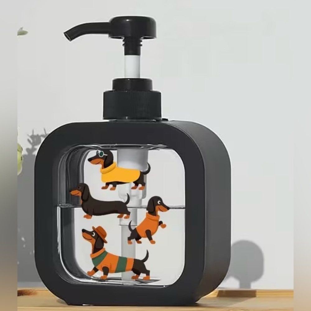 Black Soap Dispenser with Dachshund Design